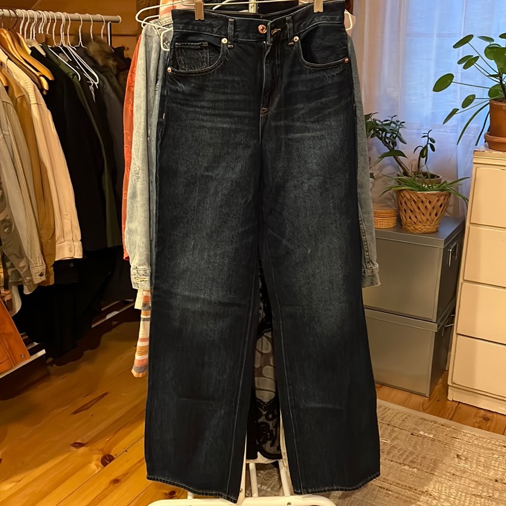 Express Women's Dark Wash Wide Leg Jeans